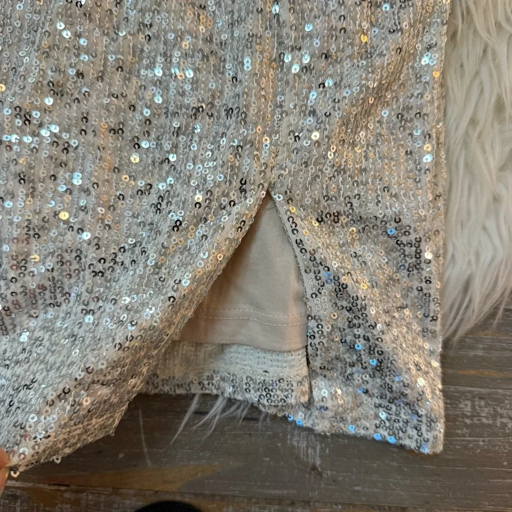 1.State | Champagne Sequin Mini Slip Dress NWT - Picture 8 of 9